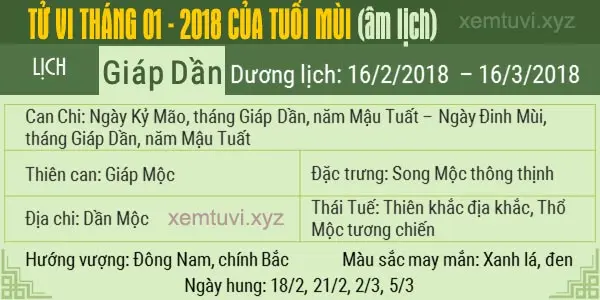 Xem tử vi tháng 1 năm 2018 của tuổi Mùi