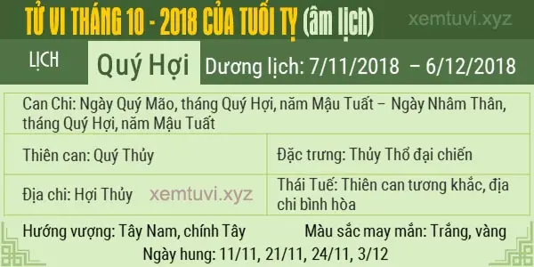 Xem tử vi tháng 10 năm 2018 của tuổi Tỵ