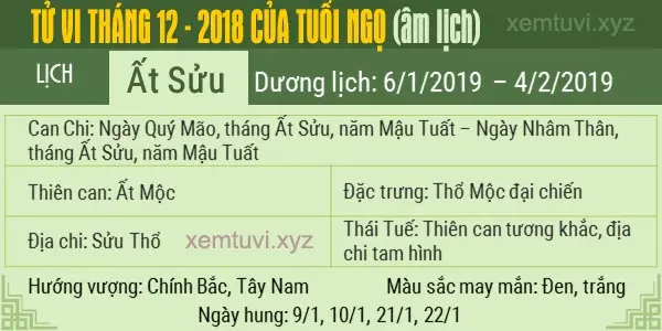 Xem tử vi tháng 12 năm 2018 của tuổi Ngọ