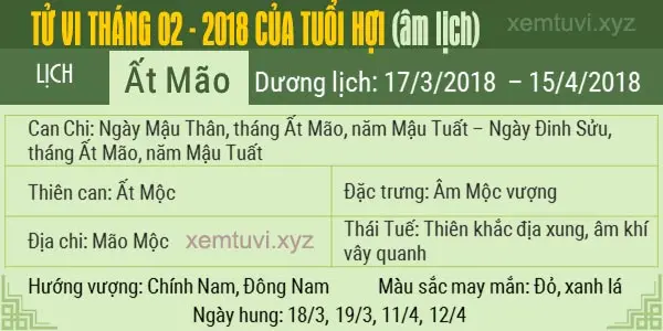 Xem tử vi tháng 2 năm 2018 của tuổi Hợi