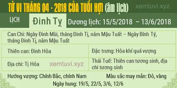 Xem tử vi tháng 4 năm 2018 của tuổi Hợi