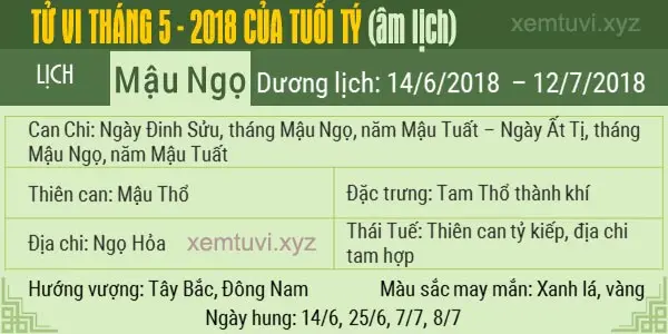 Xem tử vi tháng 5 năm 2018 của tuổi Tí
