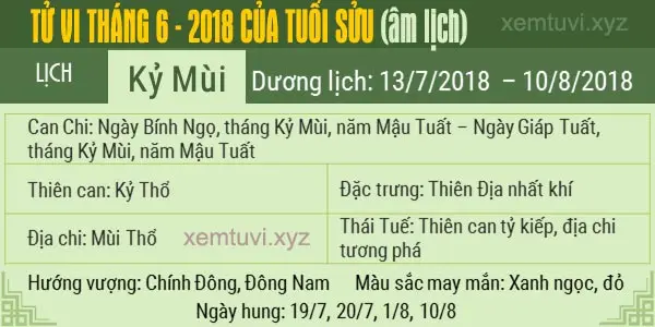 Xem tử vi tháng 6 năm 2018 của tuổi Sửu