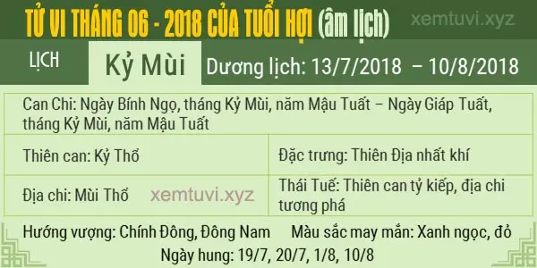 Xem tử vi tháng 6 năm 2018 của tuổi Hợi