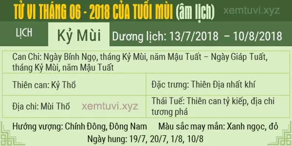 Xem tử vi tháng 6 năm 2018 của tuổi Mùi