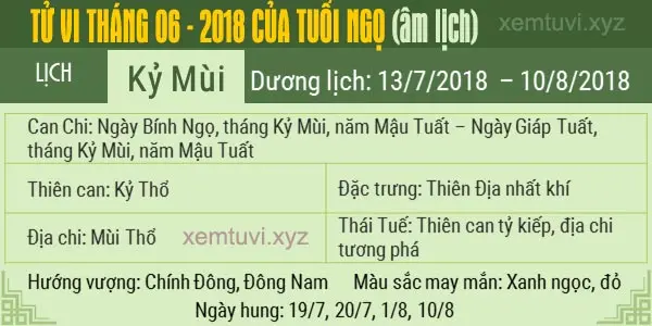 Xem tử vi tháng 6 năm 2018 của tuổi Ngọ