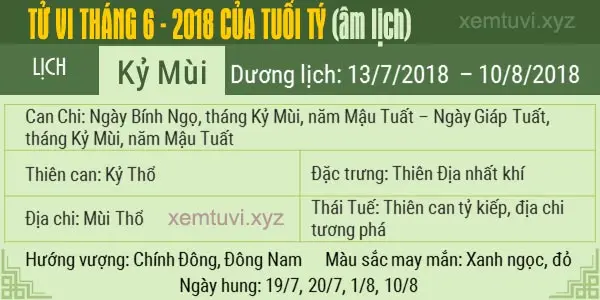Xem tử vi tháng 6 năm 2018 của tuổi Tí