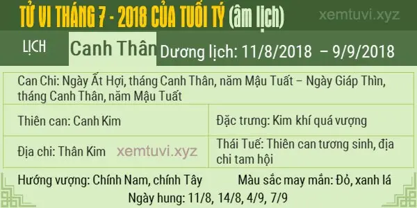 Xem tử vi tháng 7 năm 2018 của tuổi Tí