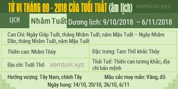 Xem tử vi tháng 9 năm 2018 của tuổi Tuất