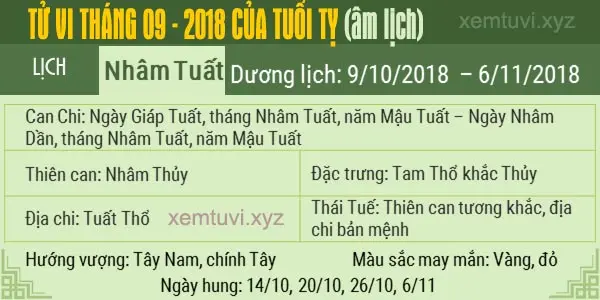 Xem tử vi tháng 9 năm 2018 của tuổi Tỵ