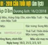 Xem tử vi tháng 1 năm 2018 của tuổi Hợi