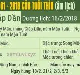 Xem tử vi tháng 1 năm 2018 của tuổi Thìn