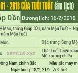 Xem tử vi tháng 1 năm 2018 của tuổi Tuất