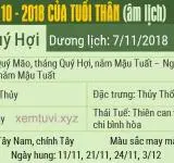 Xem tử vi tháng 10 năm 2018 của tuổi Thân