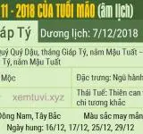 Xem tử vi tháng 11 năm 2018 của tuổi Mão