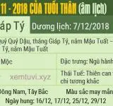 Xem tử vi tháng 11 năm 2018 của tuổi Thân
