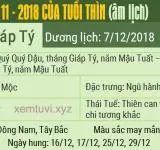 Xem tử vi tháng 11 năm 2018 của tuổi Thìn