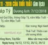 Xem tử vi tháng 11 năm 2018 của tuổi Tuất