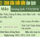 Xem tử vi tháng 2 năm 2018 của tuổi Sửu