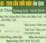 Xem tử vi tháng 3 năm 2018 của tuổi Mão