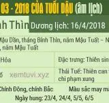 Xem tử vi tháng 3 năm 2018 của tuổi Dậu