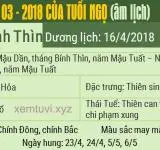 Xem tử vi tháng 3 năm 2018 của tuổi Ngọ