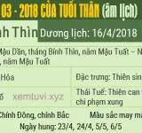 Xem tử vi tháng 3 năm 2018 của tuổi Thân
