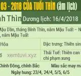 Xem tử vi tháng 3 năm 2018 của tuổi Thìn