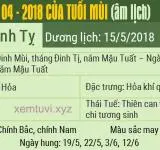 Xem tử vi tháng 4 năm 2018 của tuổi Mùi