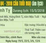 Xem tử vi tháng 4 năm 2018 của tuổi Ngọ
