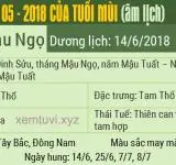 Xem tử vi tháng 5 năm 2018 của tuổi Mùi