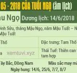 Xem tử vi tháng 5 năm 2018 của tuổi Ngọ