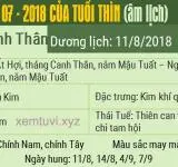 Xem tử vi tháng 7 năm 2018 của tuổi Thìn